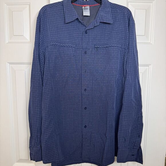 The North Face Other - The North Face Blue White Pattern Nylon-Poly Mens Long Sleeve Shirt Size Large